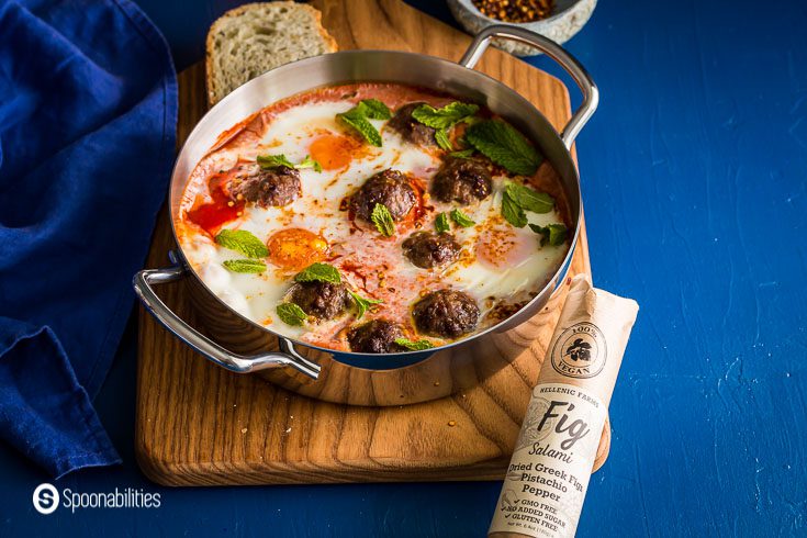 One Fig Salami with Aleppo Pepper & Pistachio in front of a saucepan. Read more at Spoonabilities.com