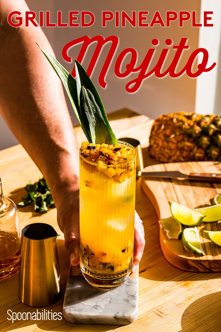 presenting the grilled pineapple mojito