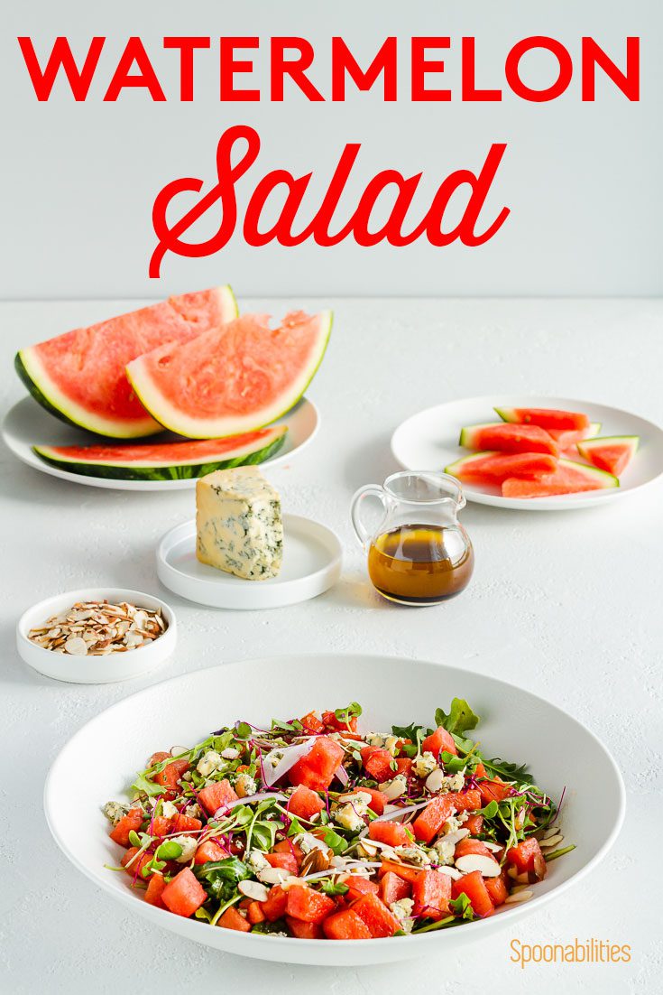 Watermelon Salad with Arugula, Blue Cheese & Balsamic Vinaigrette