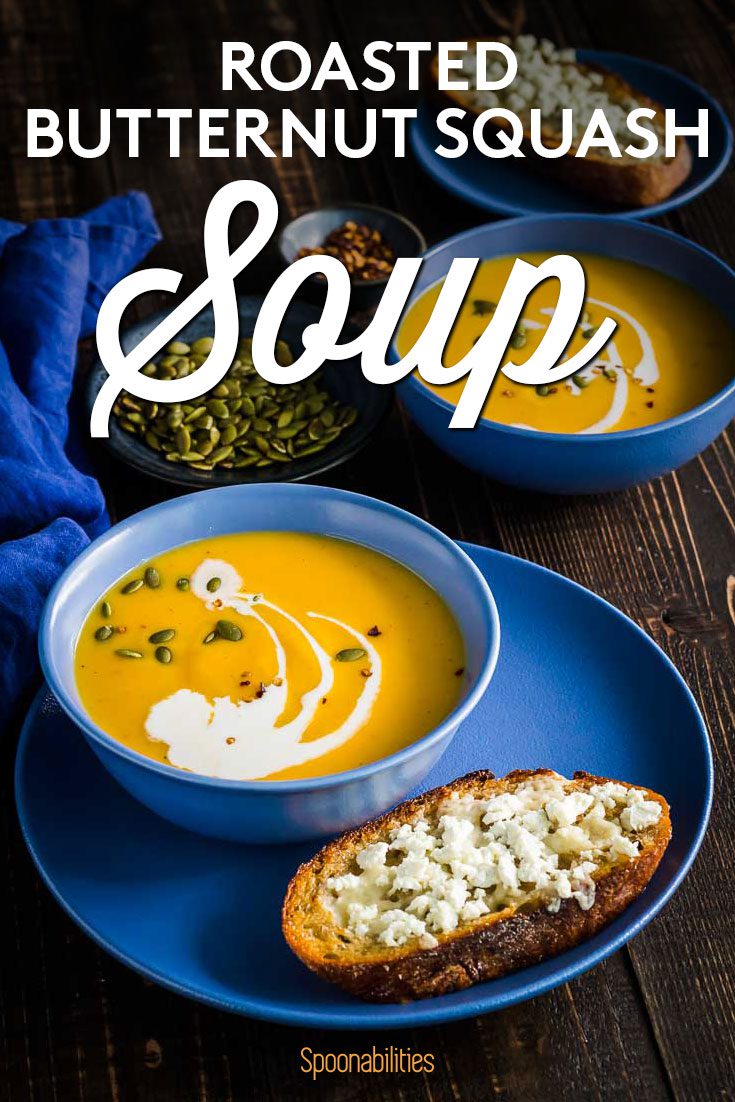 Roasted Butternut Squash Soup with Feta Honey Toast
