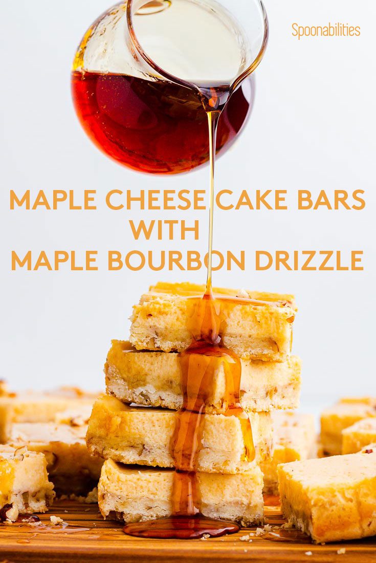 Maple Cheesecake Bars with Maple Bourbon Drizzle