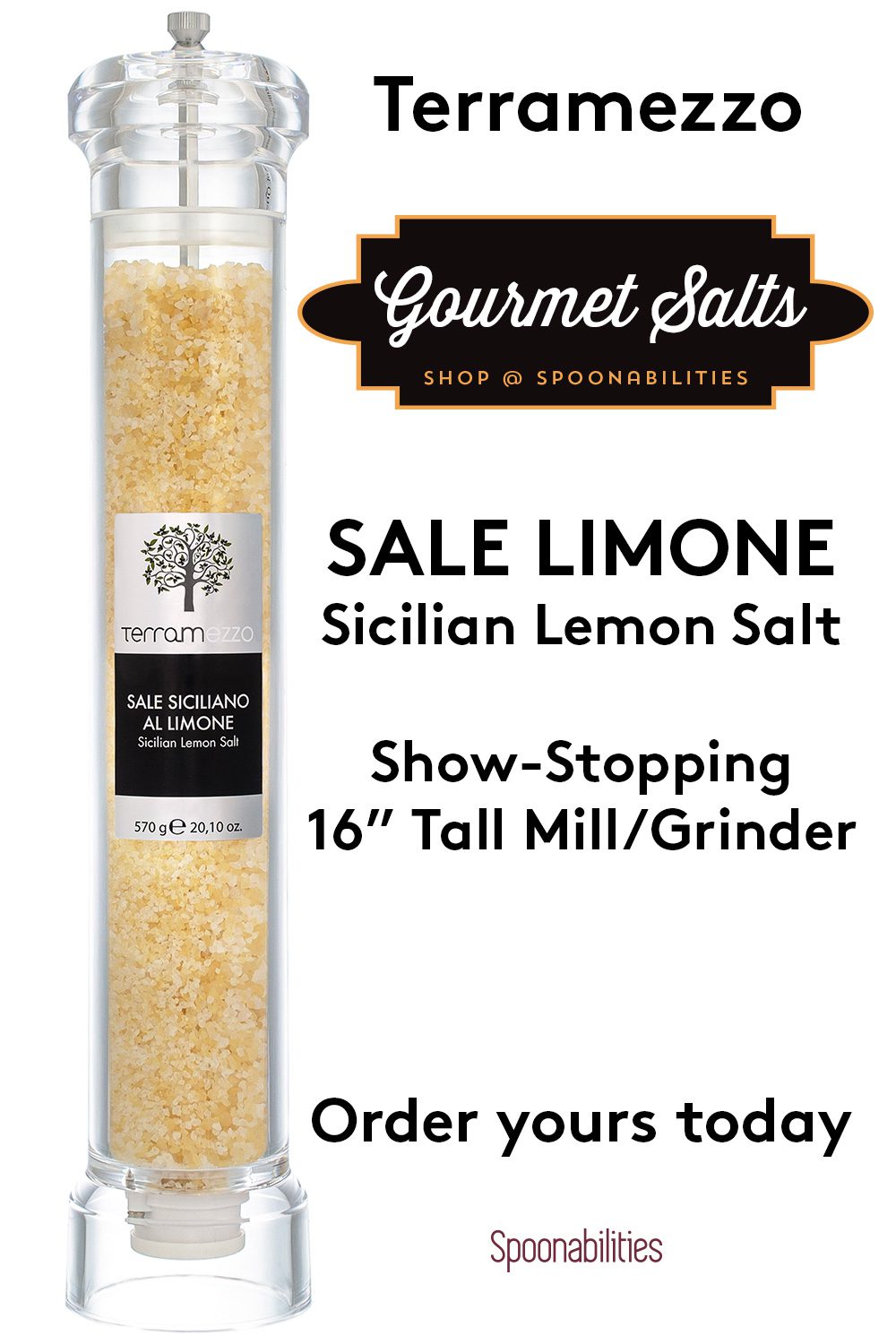 Terramezzo Sicilian Lemon Sea Salt Tall Mill