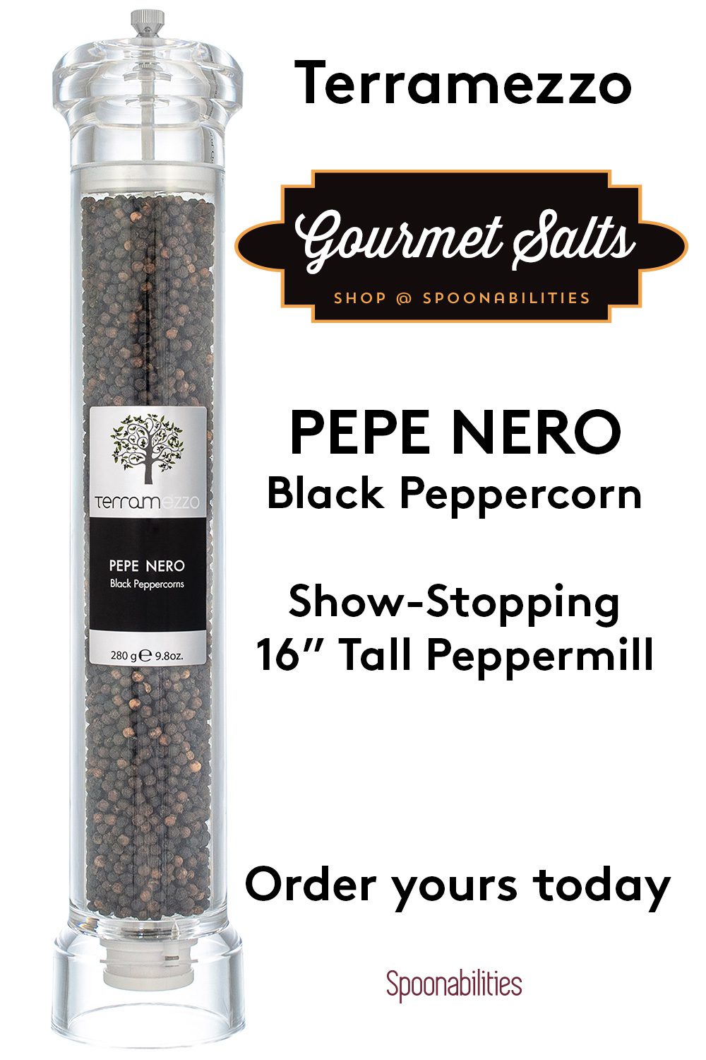 Terramezzo Black Peppercorn Tall Mill