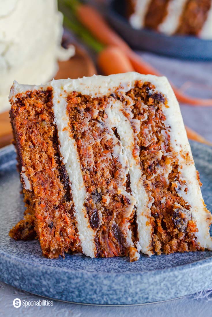 Close-up photo of a slice of cake. Find out more about this cake at Spoonabilities.com