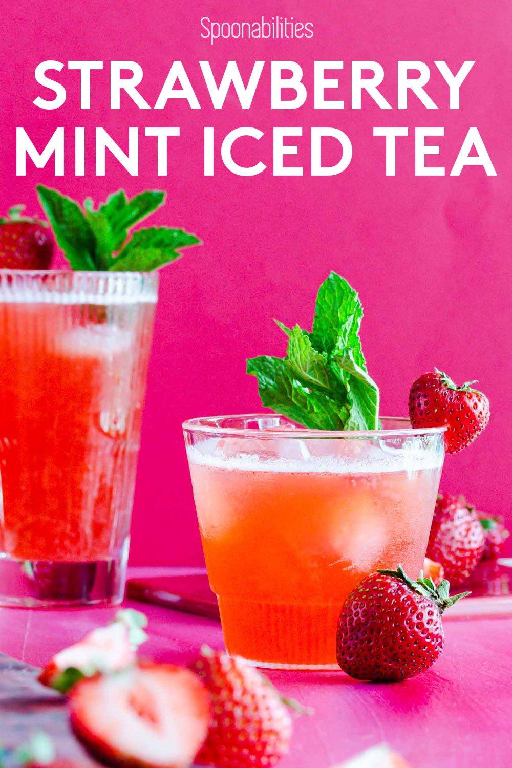 Sparkling Strawberry Mint Iced Tea | Fruity Summer Drink