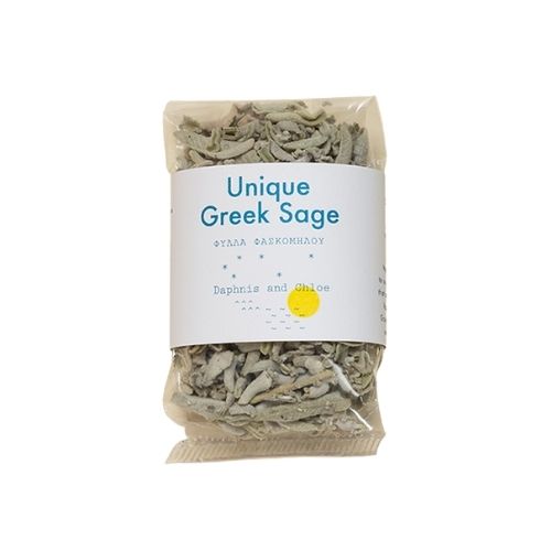clear packet of Daphnis & Chloe Unique Greek Sage herbal tea