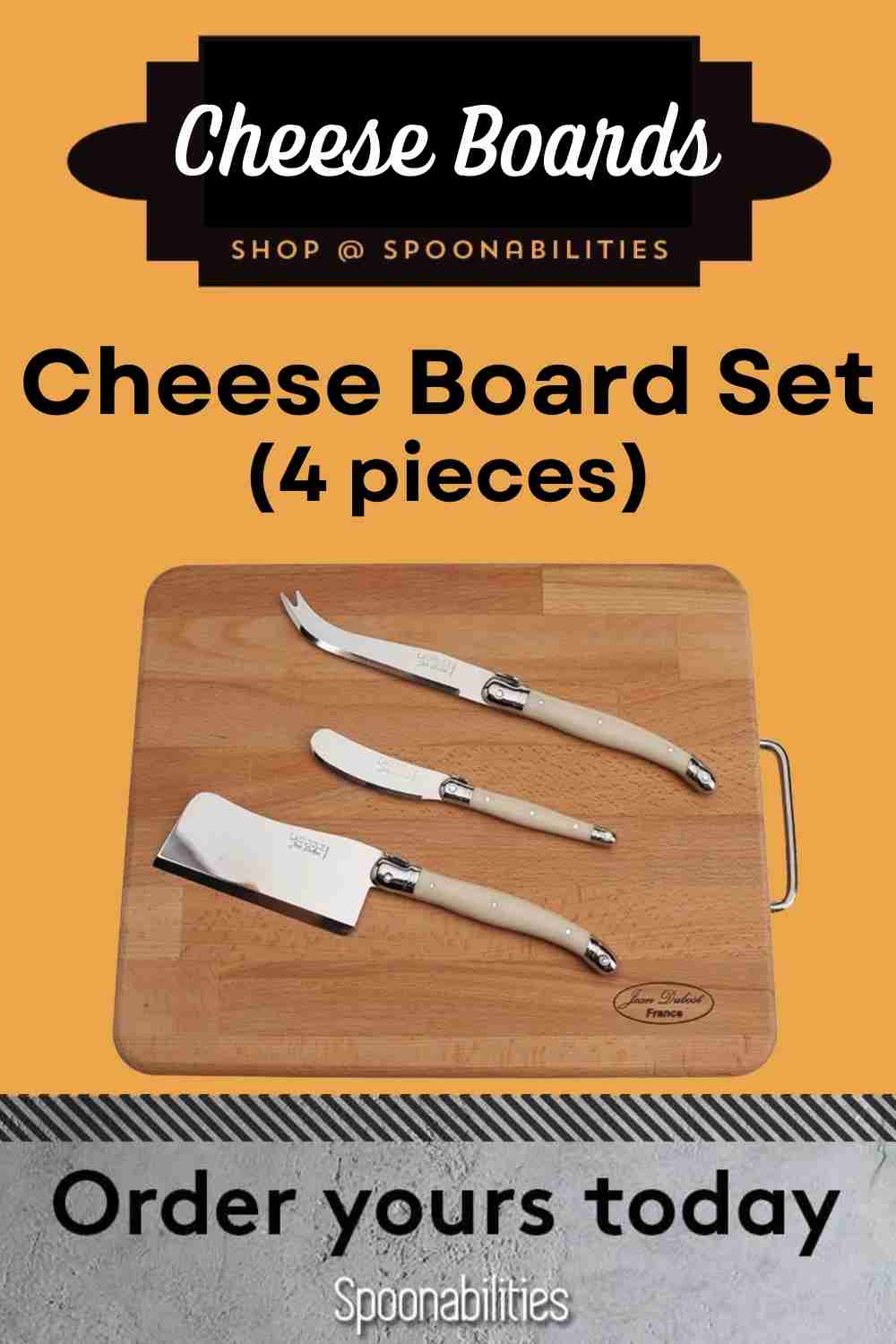 Cheese Board Set 4-pieces with cutlery drawer
