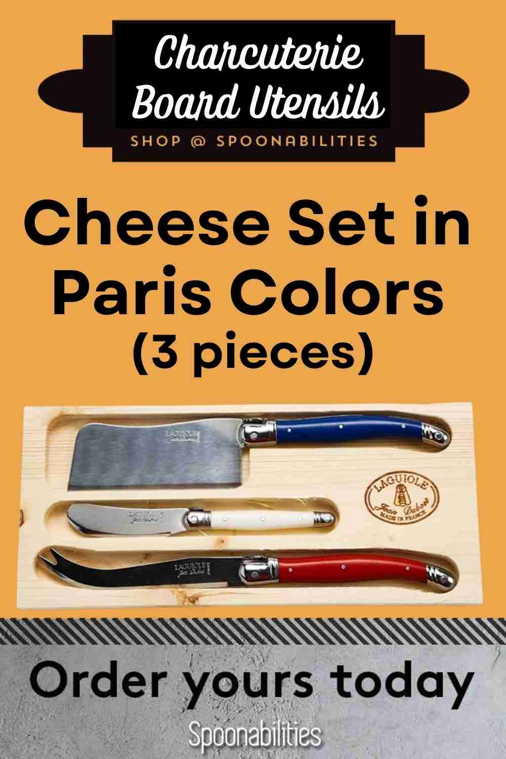 Cheese Set in Paris Colors 3-pieces