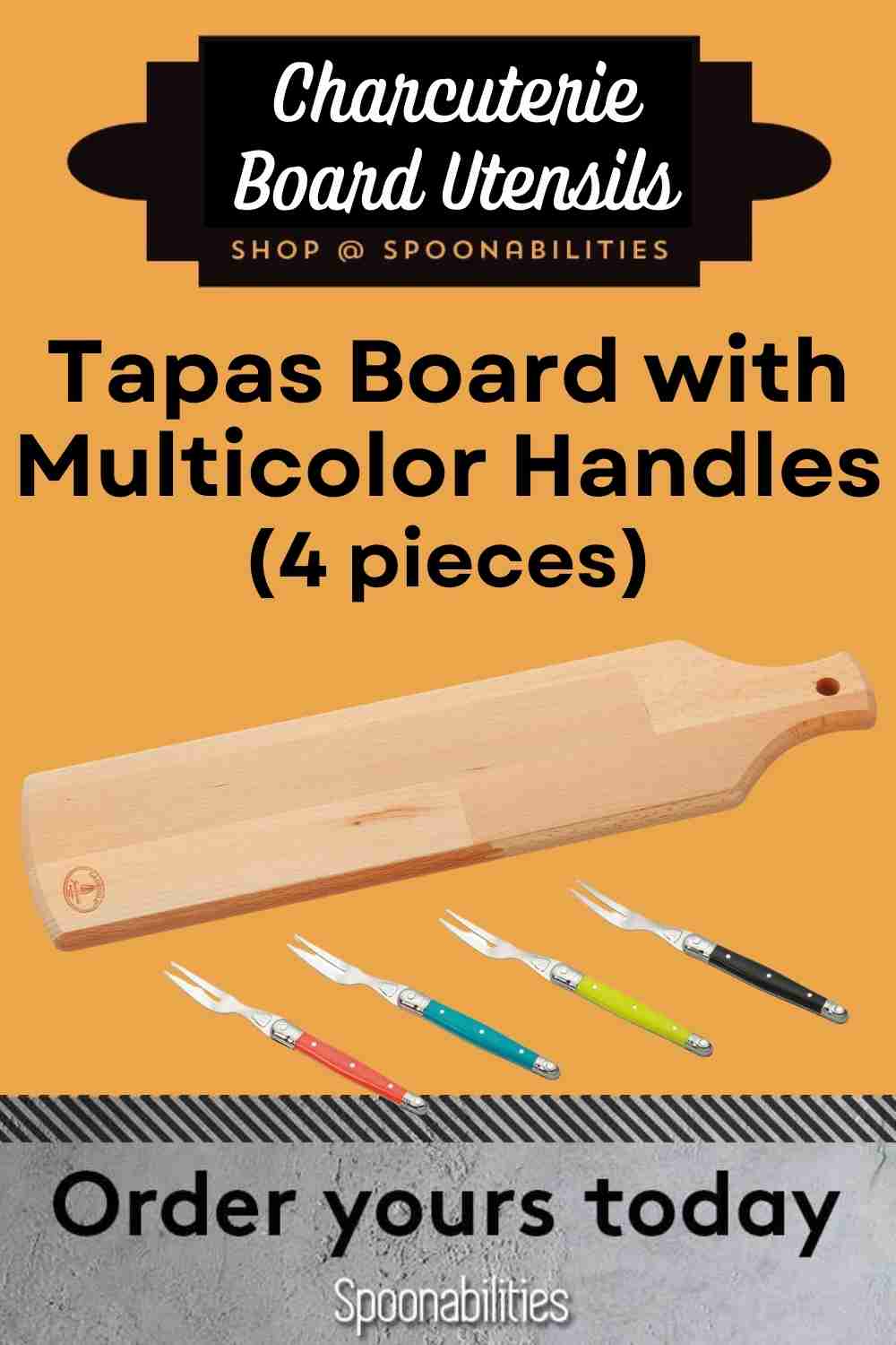 Tapas Board with Multicolor Forks 5-pieces