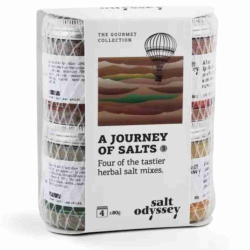 Gift Set of Caraway Turmeric Smoked Paprika & Oregano Salt Mixes by Salt Odyssey available at Spoonabilities