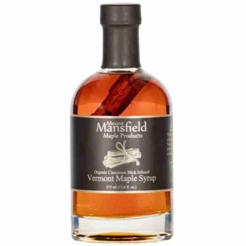 a bottle of Organic Cinnamon Stick Infused Vermont Maple Syrup by Mount Mansfield available at Spoonabilities