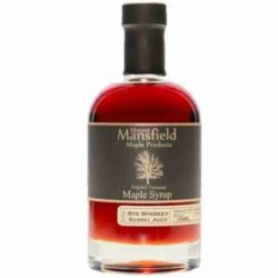 a bottle of Organic Rye Whiskey Barrel-Aged Vermont Maple Syrup by Mount Mansfield available at Spoonabilities