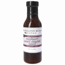 a bottle of RASPBERRY PEACH CHIPOTLE SAUCE by Terrapin Ridge available at SPOONABILITIES
