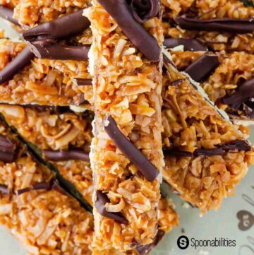 Girl Scout samoas cookies made into bar form