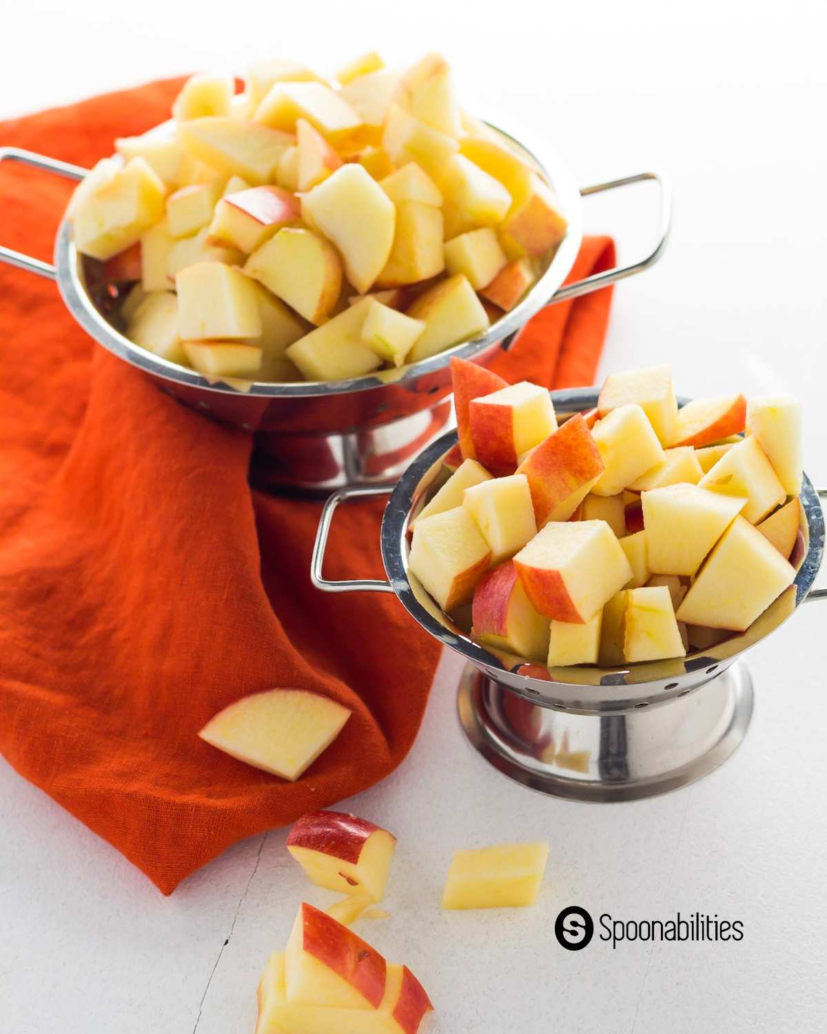 chopped apples for caramel apple blondies