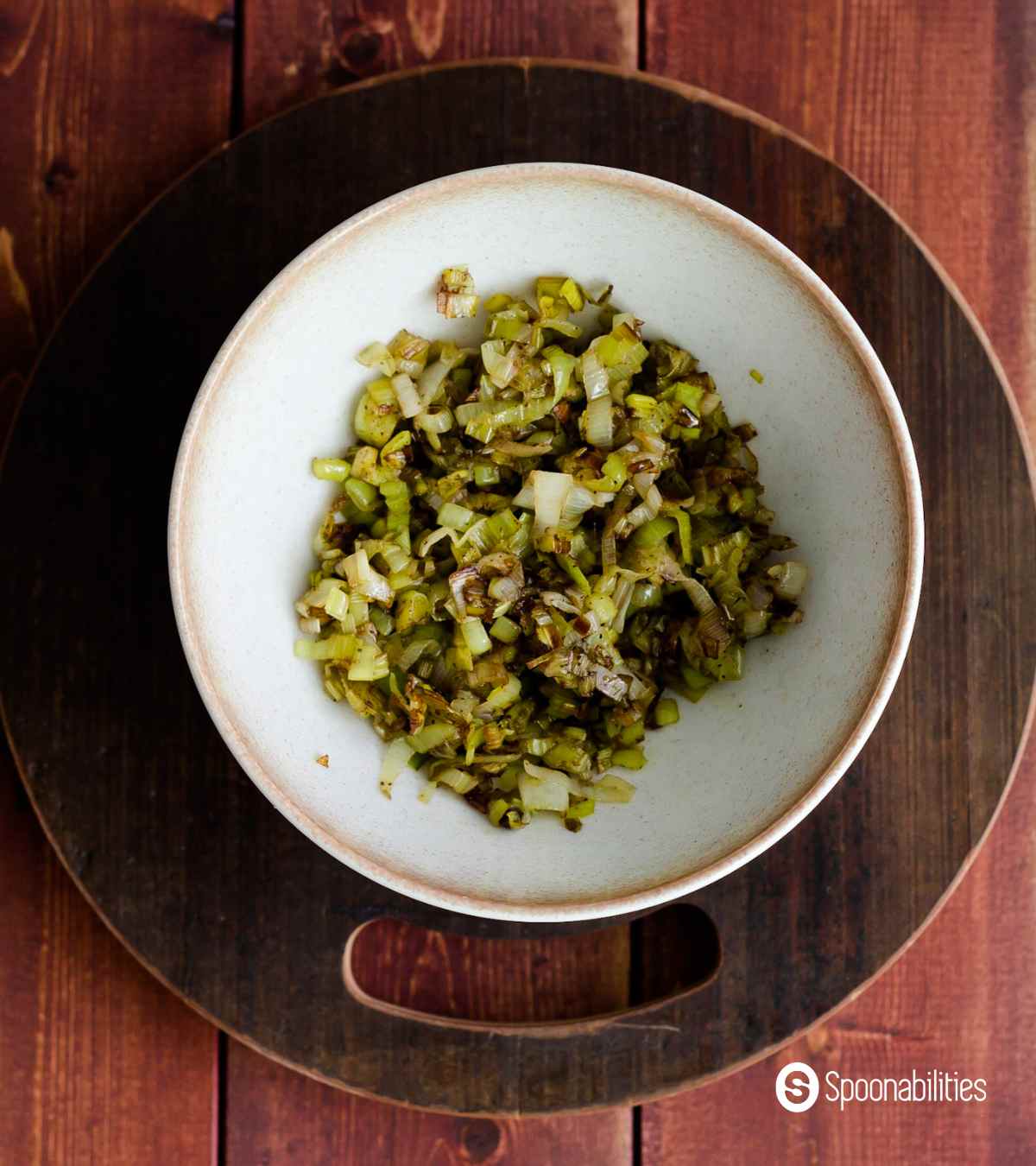 Sautéed leeks as ingredient for potato gratin