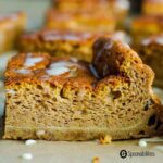 close up of pumpkin cake square