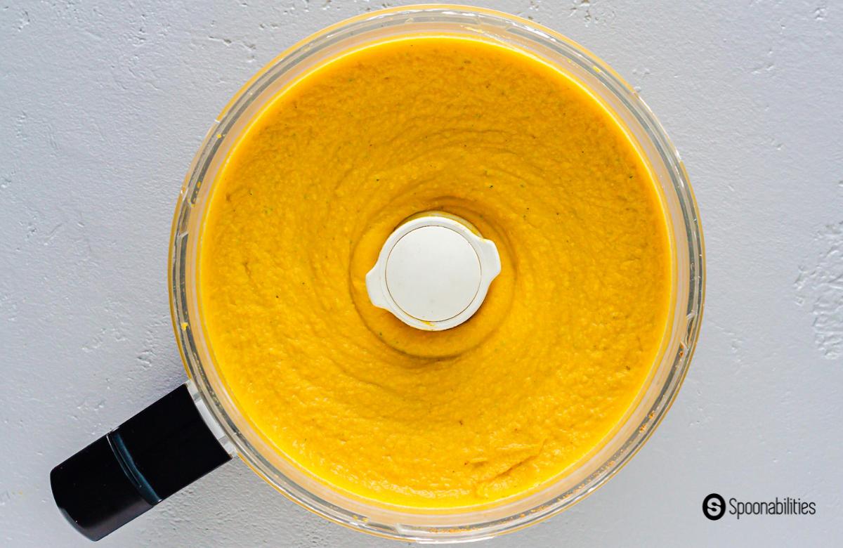 smoothly blended pumpkin hummus